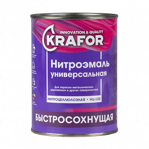 Эмаль НЦ-132 черная 0.7кг "Krafor"