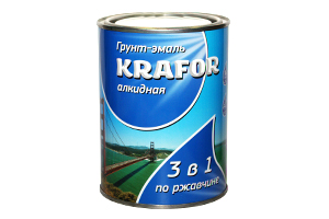 Грунт-эмаль по ржавчине белая 1кг "Krafor"