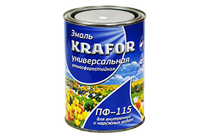 Эмаль ПФ-115 белая 0,9кг "Krafor"